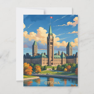 Ottawa Canada Parliament Building, City Skyline Postcard
