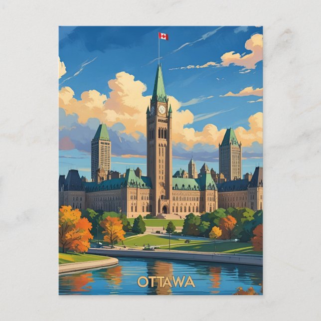 Ottawa Canada Parliament Building, City Skyline Postcard (Front)