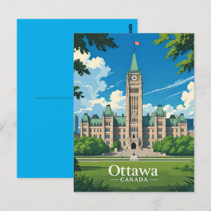 Ottawa Canada Parliament Building, City Skyline Postcard