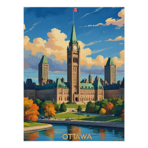 Ottawa Canada Parliament Building, City Skyline Poster