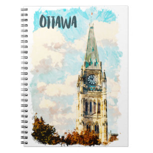 Ottawa Canada Parliament Hill Watercolor Notebook