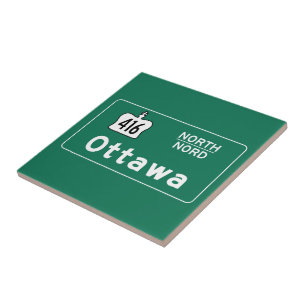 Ottawa, Canada Road Sign Ceramic Tile