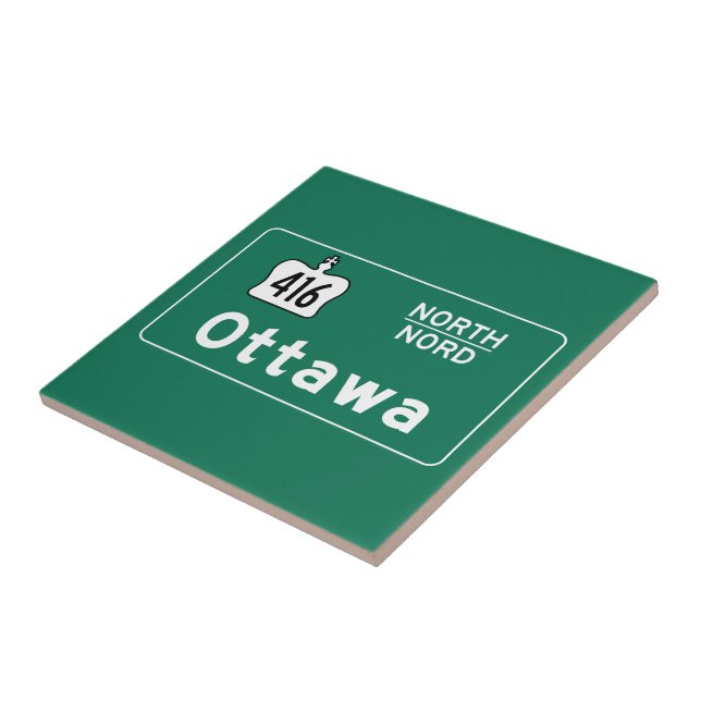 Ottawa, Canada Road Sign Ceramic Tile (Side)