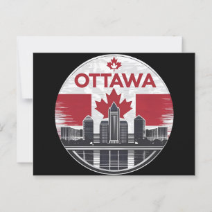 Ottawa Canada Skyline Retro Cityscape Postcard