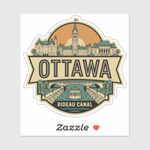 Ottawa Canada Skyline Vintage Travel Badge