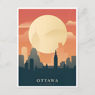 Ottawa Canada Vintage Travel illustration retro Postcard