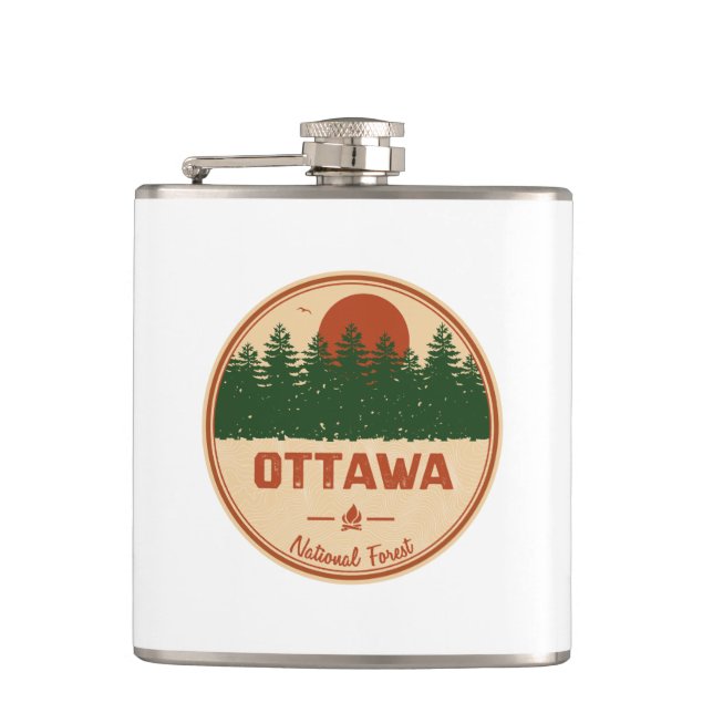 Ottawa National Forest Hip Flask (Front)