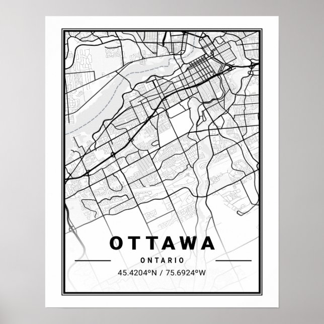 Ottawa Ontario Canada  Travel City Map Poster (Front)