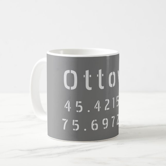 Ottawa Ontario Latitude & Longitude Coffee Mug (Front Left)