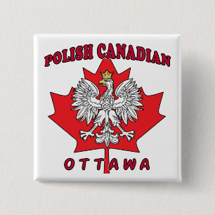 Ottawa Polish Canadian Leaf 15 Cm Square Badge