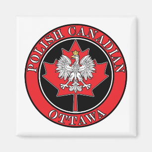 Ottawa Round Polish Canadian Leaf Magnet