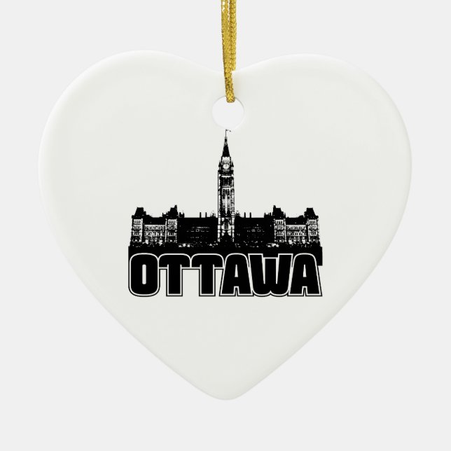 Ottawa Skyline Ceramic Tree Decoration (Front)