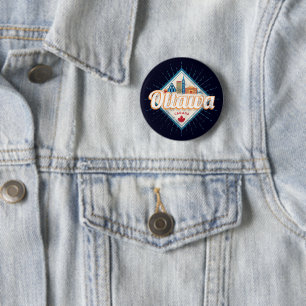 Ottawa Skyline Ontario Retro Canada Vintage 6 Cm Round Badge