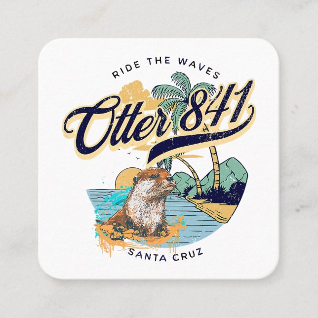 Otter 841 Surfing Otter 841 California Surf Board  Square Business Card (Front)