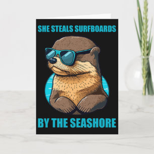 Otter 841 Surfing Otter She Steals Surfboards Cali Card
