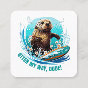 Otter 841 Surfing Otter She Steals Surfboards Otte Square Business Card