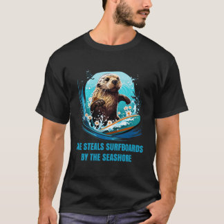 Otter 841 Surfing Otter She Steals Surfboards Otte T-Shirt