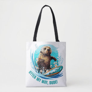 Otter 841 Surfing Otter She Steals Surfboards Otte Tote Bag