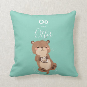 Otter • Add Your Name Cute Alphabet Monogram Cushion