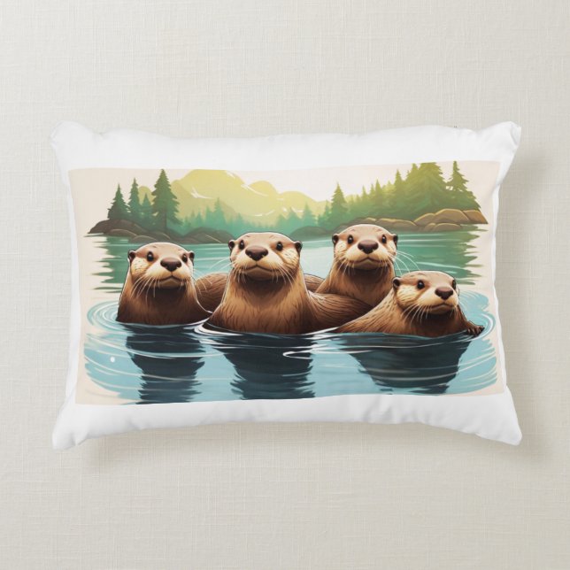 Otter Adventure Decorative Cushion (Front)