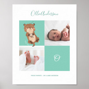 Otter • Alphabet Monogram Cute Baby Shower Poster