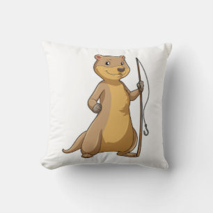 Otter as Fisher with Fishing rod Cushion