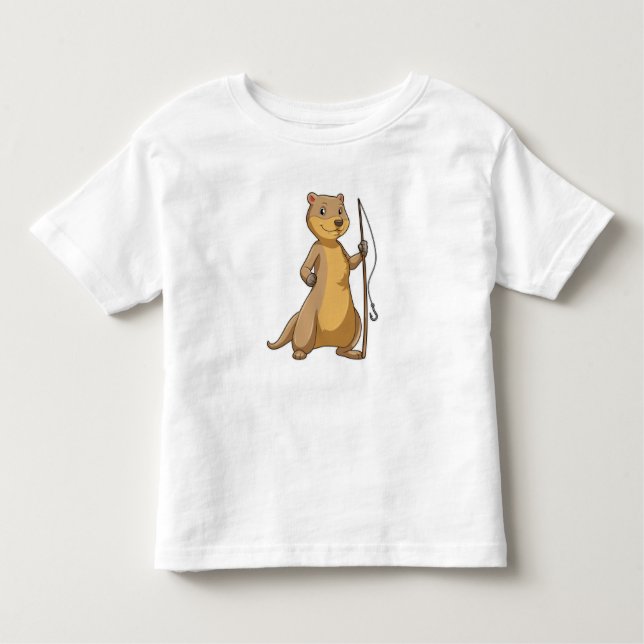 Otter as Fisher with Fishing rod Toddler T-Shirt (Front)