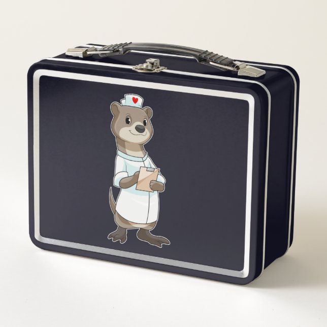 Otter as Nurse with Heart Metal Lunch Box (Front)