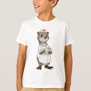 Otter as Nurse with Heart T-Shirt