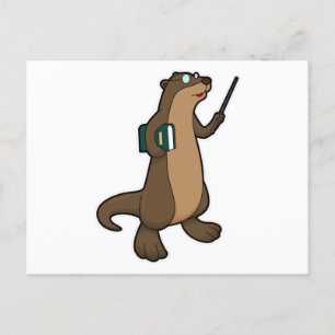 Otter as Teacher with Book & Pointer Postcard