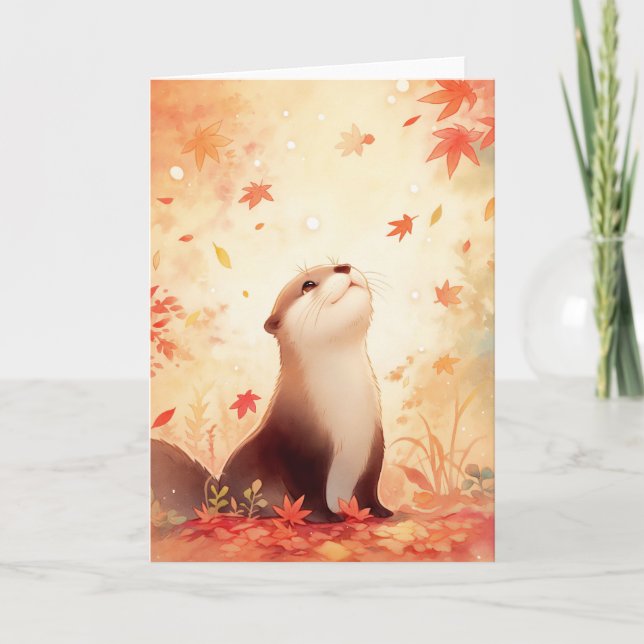 Otter Autumn Daydream Card (Front)