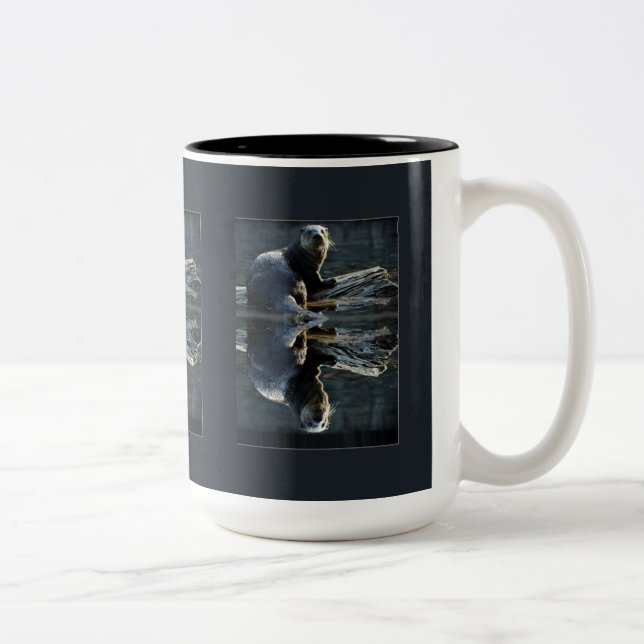 Otter Beauty Wild Otter Photography Two-Tone Coffee Mug (Right)