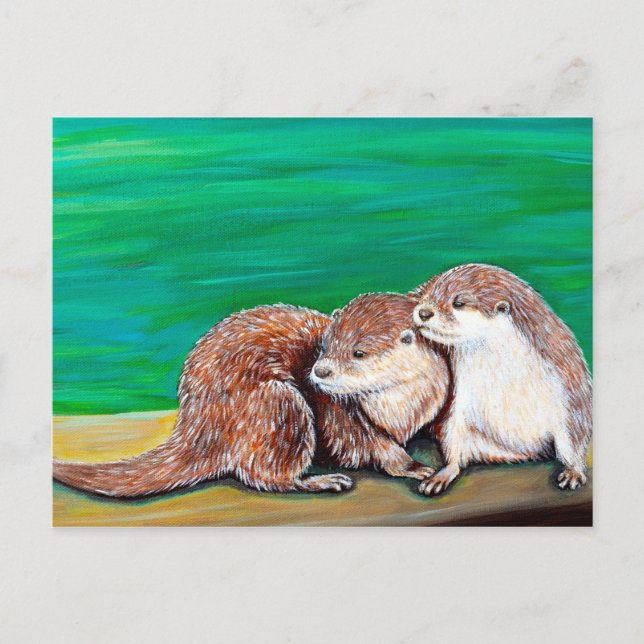 Otter Best Friends Painting Postcard (Front)