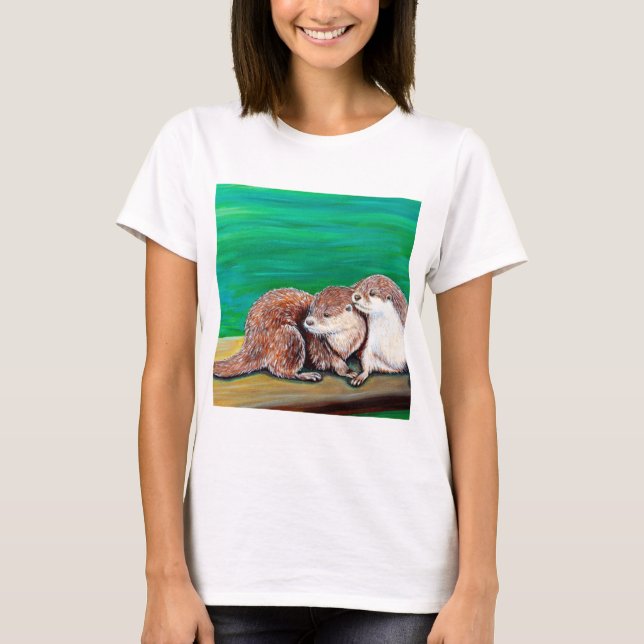 Otter Best Friends Painting T-Shirt (Front)