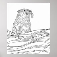 Otter black line modern minimalist line art