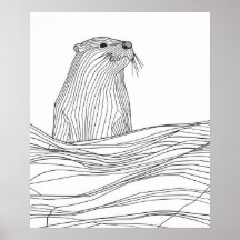 Otter black line modern minimalist line art
