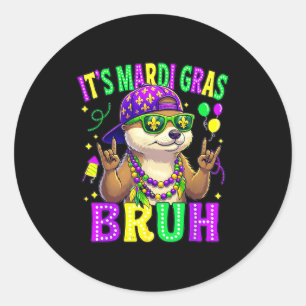 Otter bruh mardi gras boys girls kids carnival classic round sticker