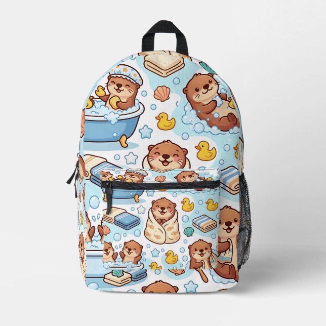 Otter Bubble Bath Backpack – Cute Cosy Pattern (Front)