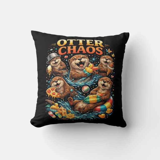 Otter Chaos Cushion (Front)