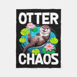 Otter Chaos Funny Animal Pun Nature Fleece Blanket