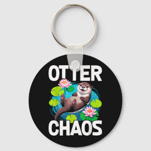 Otter Chaos Funny Animal Pun Nature Key Ring