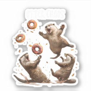 Otter Chaos Funny Bagel Fighting Sea Otters Pun An