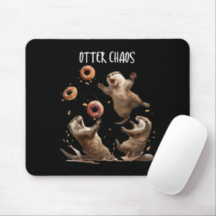 Otter Chaos Funny Bagel Fighting Sea Otters Pun An Mouse Pad