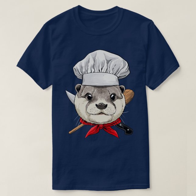 Otter Chef Wildlife Otter Aquatic Animal, Cooking  T-Shirt (Design Front)