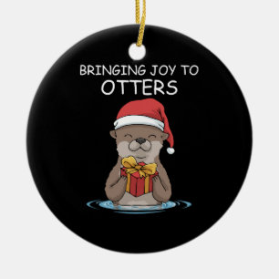 Otter Christmas Funny Christmas Gift Ceramic Ornament