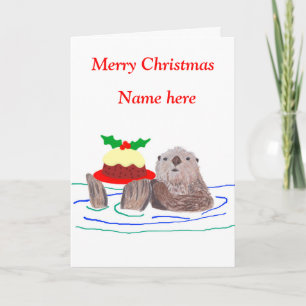 Otter Christmas Holiday Card