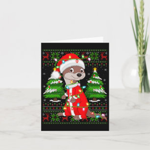 Otter Christmas Lights Santa Costume Ugly Xmas Swe Card