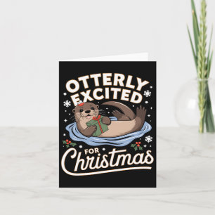 Otter Christmas Pajama Santa Hat Animal Lover  Card