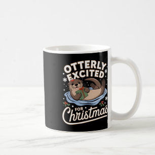Otter Christmas Pajama Santa Hat Animal Lover Coffee Mug