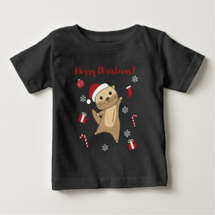 Otter Christmas Snow Winter Animals Otter Baby T-Shirt